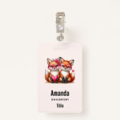 Badge Les mignons renards orange en amour (Dos avec clip)