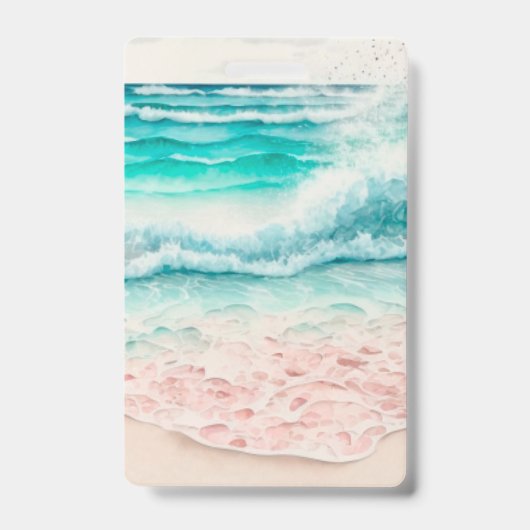 Badge Les vagues de plage roses (Face)