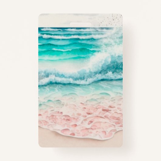 Badge Les vagues de plage roses (Devant)
