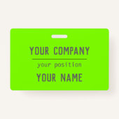 Badge lettrage vert fluorescent (Devant)