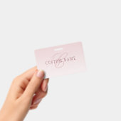 Badge Lettre Élégante & Monogramme | Rose Ombré (Manuel / portable)