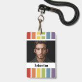 Badge LGBT Rainbow Muted couleur personnalisée (Avant avec lanière)
