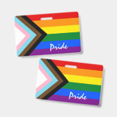 Badge LGBTQ & Pride - drapeau de progression arc-en-ciel (Avant & arrière)