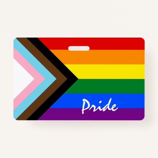 Badge LGBTQ & Pride - drapeau de progression arc-en-ciel (Devant)