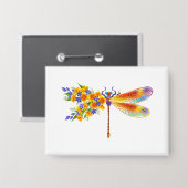 Badge libellule de fleurs jaunes (Recto/Verso)