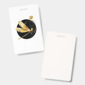 Badge Libellule dorée dans un cercle noir (Avant & arrière)