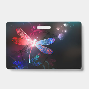 Badge libellule rouge brillante