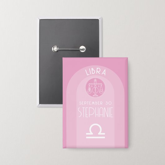 Badge Libra Custom Birthdate - Zodiac - Design moderne (Recto/Verso)