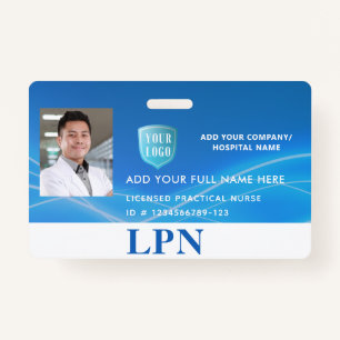 Badge Licence Infirmière pratique, LPN ID photo avec log