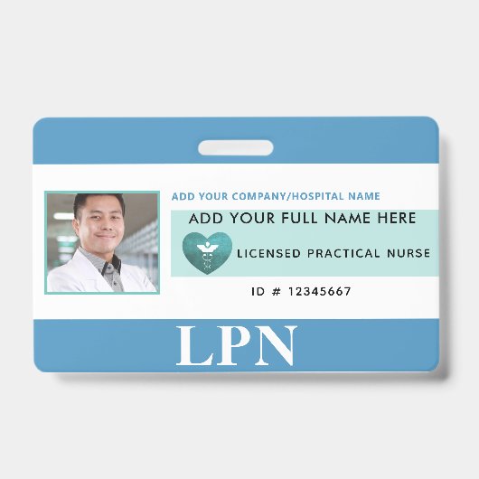 Badge Licence LPN horizontale Infirmière pratique, ID ph (Avant)