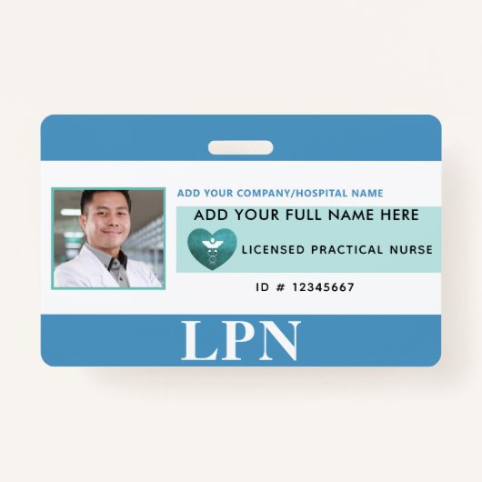 Badge Licence LPN horizontale Infirmière pratique, ID ph (Devant)