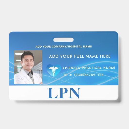 Badge Licence LPN horizontale Infirmière pratique, ID ph (Avant)