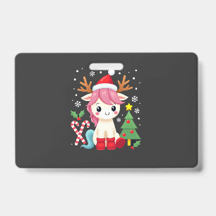 Badge Licorne de Noël Mignon Magique Xmas Filles Tout-Pe