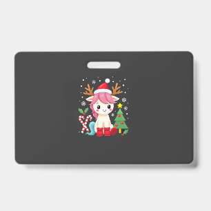 Badge Licorne de Noël Mignonne Magique Xmas Filles Tout-