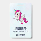 Badge Licorne rose mignonne avec des ailes (Arrière)