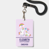 Badge Licornes Blanches Mignonnes Maman & Bébé Magiques (Avant avec lanière)