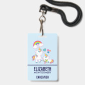 Badge Licornes Blanches Mignonnes Maman & Bébé Magiques (Arrière avec lanière)