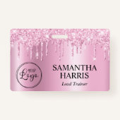 Badge Light Pink Glitter Drips Shimmer (Devant)