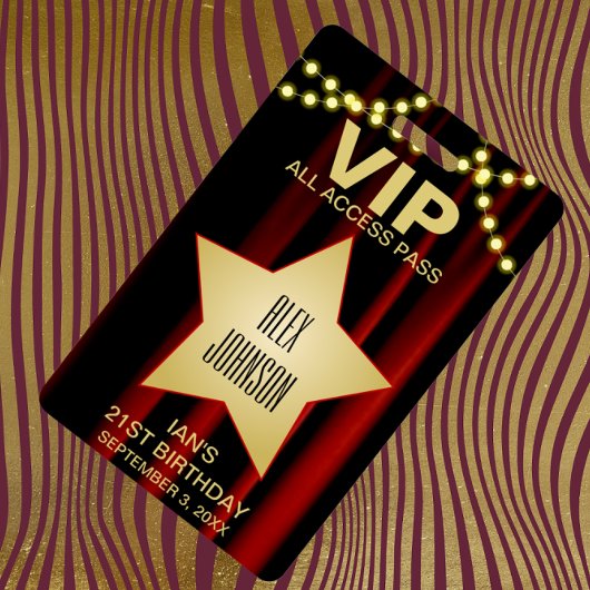 Badge Lights Gold Star Hollywood Pass VIP