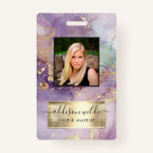 Badge Lilac Parties scintillant Aquarelle Faux Gold Foil (Devant)