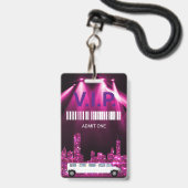 Badge Limo Pass Party Pass, VIP, Invitation, paillettes (Avant avec lanière)