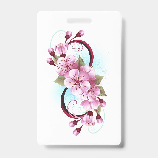 Badge L'infini avec fleurs de cerisier (Avant)