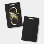 Badge L'infini avec plume de paon dorée (Avant & arrière)