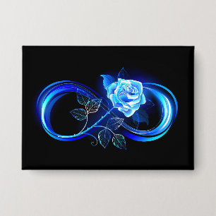 Badge L'infini lumineux avec une rose bleue