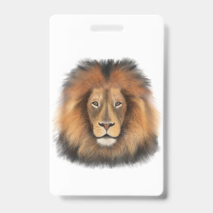 Badge lion aquarelle Leo roi safari animal jungle chat