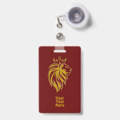 Badge Lion Avec Couronne - Style Or 2 (Face avec clip rétractable)