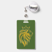 Badge Lion Avec Couronne - Style Or 2 (Dos avec clip rétractable)