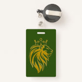 Badge Lion Avec Couronne - Style Or 2 (Back with Retractable)