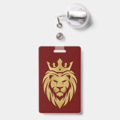 Badge Lion Avec Couronne - Style Or 3 (Arrière avec rétractable)