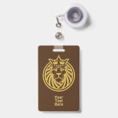 Badge Lion Avec Couronne - Style Or 4 (Avant avec rétractable)