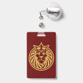 Badge Lion Avec Couronne - Style Or 4 (Arrière avec rétractable)
