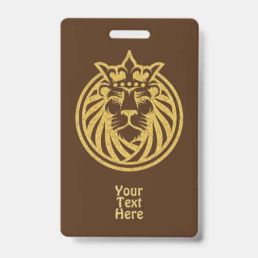 Badge Lion Avec Couronne - Style Or 4 (Avant)