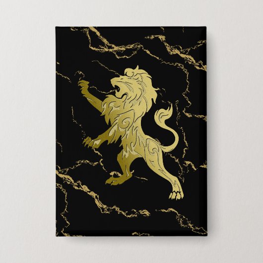 Badge Lion Royal Doré Marbre Noir (Recto)