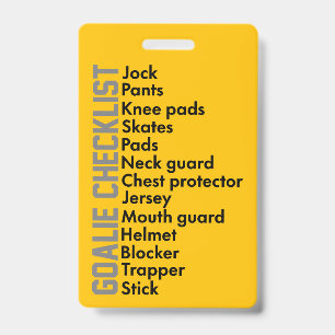 Badge Liste de vérification de l'équipement de hockey su