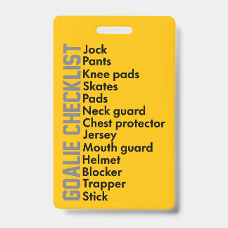 Badge Liste de vérification de l'équipement de hockey su