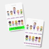 Badge Live ~ Laugh ~ Amour ~ Apprendre Enseignant de l'é (Recto et verso)