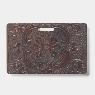Badge Livre en cuir ancien déchu