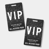 Badge LIVRE VIP Black Glitter Event (Avant & arrière)