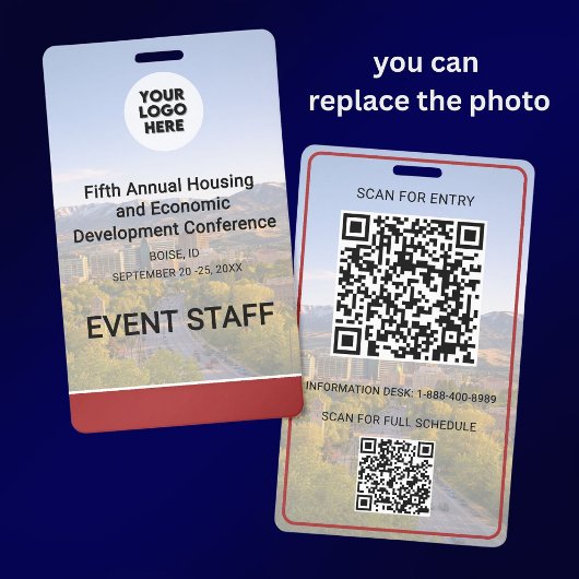 Badge Location Replaceable Photo Logo QR Conference 