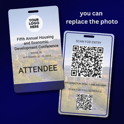 Badge Location Replaceable Photo QR Logo Conference