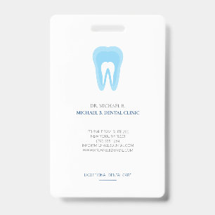 Badge Logo Bleu Blanc Dr Dentiste Dentaire Dents