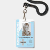 Badge Logo bleu clair simple Code à barres Infirmière in (Avant avec lanière)