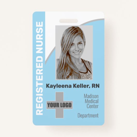Badge Logo bleu clair simple Code à barres Infirmière in (Devant)