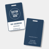 Badge Logo bleu de l'employé de l'entreprise Carte d'ide (Avant & arrière)
