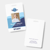 Badge Logo bleu et blanc moderne Nom de l'employé (Avant & arrière)