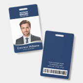 Badge Logo bleu foncé faux argenté nom de l'employé (Front & Back)